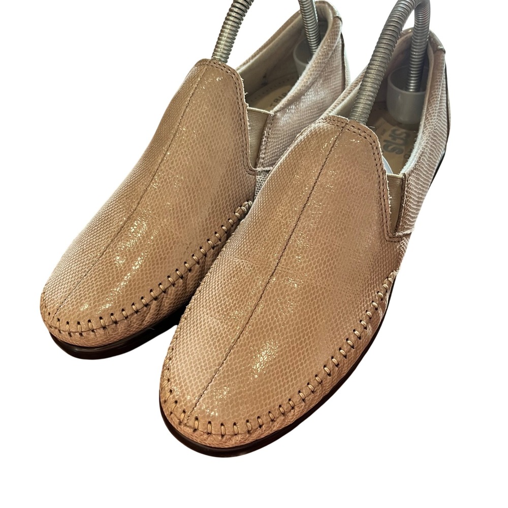 SAS Tripad Comfort Loafers Womens Beige Snakeskin Embossed Leather 9 Slim